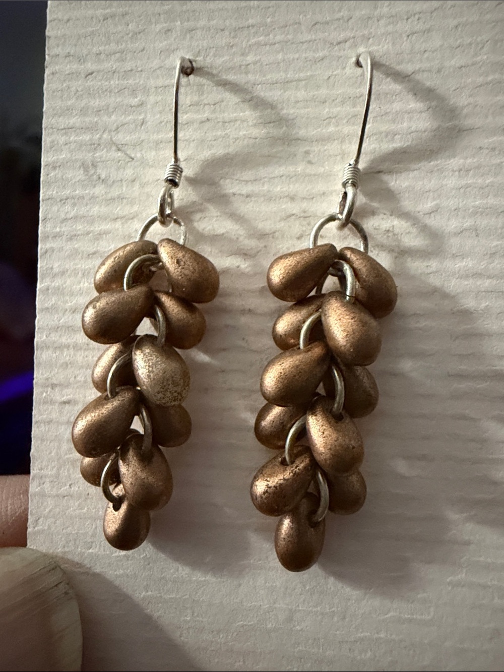 Sterling Ear Wires & Copper Colored Seed-like Dangles